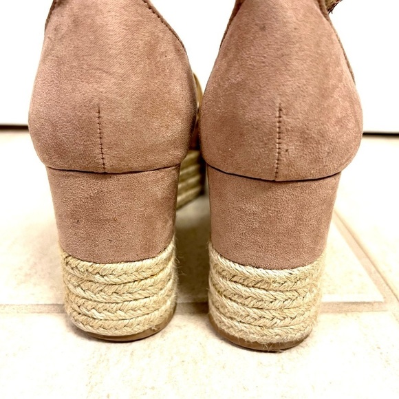 Steve Madden Apollo Suede Leather Espadrille Platform Sandals Gold Tan Boho 9M - Picture 8 of 11